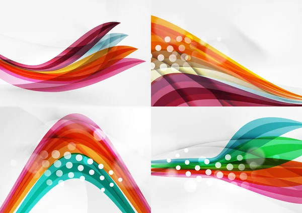 Set of abstract backgrounds. Curve wave lines with light and shadow effects — Stock Vector