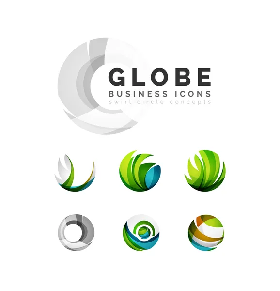 Set of globe sphere or circle logo business icons — Stock Vector