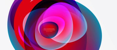 Soyut katmanlar canlı dairesel tasarım yaratır. Renkler karışıyor, dinamik görsel etki oluşturuyor. Modern estetik, pürüzsüz eğimler sunar.