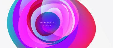 Soyut, canlı çemberler örtüşüyor ve dinamik, renkli bir arkaplan oluşturuyor. Modern tasarım eğimleri, pürüzsüz geçişleri içerir.