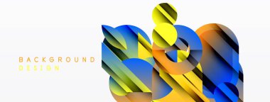 Soyut geometrik şekiller örtüşür, canlı renkli tasarım yaratır. Gradyan etkileri ve dinamik bileşimi olan modern arkaplan.