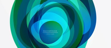 Soyut katmanlar canlı dairesel tasarım yaratır. Mavi, yeşil renkler harmanlanarak, dinamik görsel efekt oluşturur. Modern arkaplan ögesi.