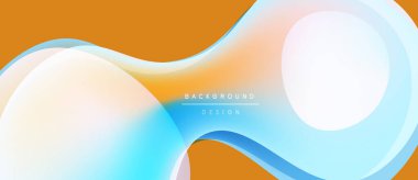 Soyut sıvı şekilleri, turuncu, mavi gradyanlar. Arka planlar ve sunumlar için modern tasarım öğesi. Düz eğriler dinamik görsel akış yaratır.