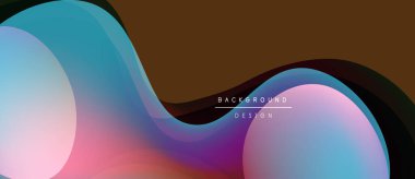 Abstract waves, vibrant colors blend. Modern design, smooth gradients create dynamic visual effect. Background features text elements.