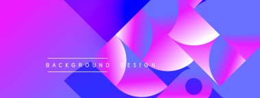 Soyut, enerjik bir arkaplan. Üst üste binen şekiller dinamik görsel efekt yaratır. Pembe, mor, mavi renkler kompozisyona hakim. Modern tasarım ögesi.