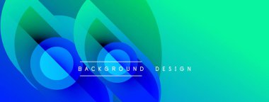 Soyut arkaplan özellikleri üst üste binen renkli çemberler. Renkler maviden yeşile dönüşüyor. Metin arka plan tasarımı okur. Modern, canlı kompozisyon.