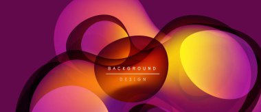 Soyut renkli tasarım. Üst üste binen şekiller dinamik görsel efekt yaratır. Gradyan renkler düzgün bir şekilde harmanlanarak modern arkaplan oluşturur.