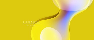 Parlak sarı arkaplan şekilleri akar. Üst üste binen eğriler, dinamik görsel ilgi yaratır. Minimalist metin arka plan tasarımı okur. Modern estetik.