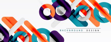 Soyut renkli çizgiler dinamik kompozisyon yaratır. Modern tasarım elementleri yenilik, enerji ve görsel cazibeyi önerir. Arkaplanda geometrik şekiller var.