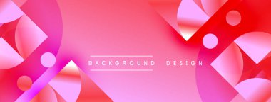 Soyut pembe arkaplan özellikleri üst üste binen şekiller, gradyanlar, daireler. Dijital projeler için modern tasarım ögesi.
