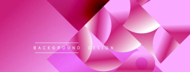 Soyut pembe arka plan. Üst üste binen şekiller dinamik görsel efekt yaratır. Modern tasarım elementleri yumuşak eğimler ve eğriler sunar.