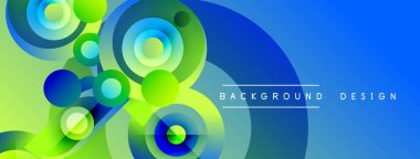 Abstract vibrant circles overlap. Blue, green hues create dynamic visual effect. Modern design element for backgrounds, presentations.