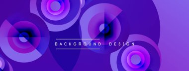 Mor soyut arka plan. Eşmerkezli daireler dinamik görsel efekt yaratır. Sancaklar ve sunumlar için modern tasarım uygun.
