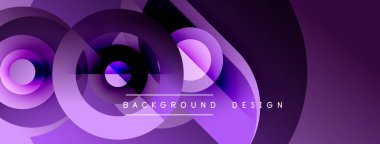 Soyut mor katmanlar dinamik akış tasarımı yaratır. Yumuşak eğimler, dairesel şekiller hareketi, modern estetiği akla getiriyor..