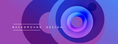 Soyut arkaplan eşmerkezli daireler içerir. Mor, mavi renkler dinamik görsel efekt yaratır. Metin arkaplan tasarımı okur.