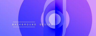 Soyut mor tasarım eşmerkezli daireler içerir. Metin arka plan tasarımı okur. Gradyan renkler dinamik görsel efekt yaratır.