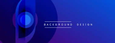 Abstract blue gradient design. Circular shapes overlap creating dynamic visual effect. Text reads background design. Minimalist style.