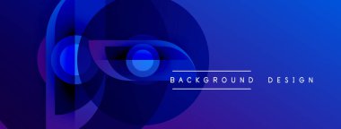 Soyut mavi tasarım katmanlı daireler, gradyanlar içerir. Modern estetik, arka planlar ve sunumlar için uygun. Minimalist stil.