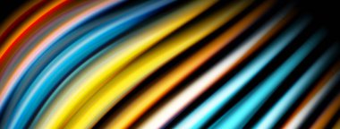 Soyut renkli çizgiler dinamik görsel efekt yaratır. Parlak renkler harmanlanır, geniş kıvrımlar oluşur, modern tasarım.