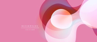 Soyut pembe arkaplan özellikleri üst üste binen yuvarlak şekiller. Gradyan renkler dinamik görsel efekt yaratır. Metin elementli minimalist tasarım.