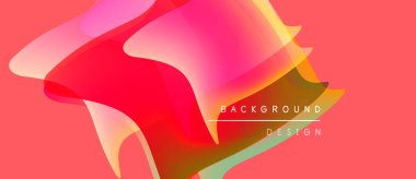 Soyut sıvı şekilleri örtüşür, parlak pembe ve sarı renkler yaratır. Metin arka plan tasarımı okur. Modern, dinamik görsel kompozisyon.