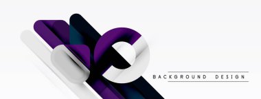Abstract geometric design. Purple, white, navy layers create dynamic composition. Modern background for presentations, branding.