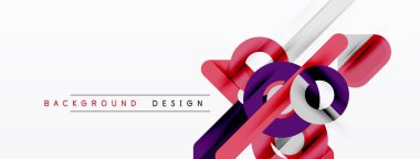 Soyut tasarım, üst üste binen kurdeleler, gümüş çizgiler, kırmızı, mor renkler içerir. Minimalist tarz, temiz arkaplan modern görsel etki yaratır.