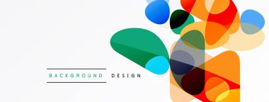 Soyut renkli şekiller beyaz uzayla örtüşüyor. Minimalist tasarım metin etiketleri arka plan, tasarım içerir. Modern grafik ögesi.