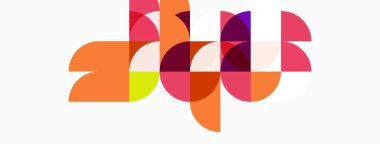 Soyut renkli şekiller örtüşür, dinamik bileşim yaratır. Yumuşak eğimler, modern tasarım, basit arkaplan.