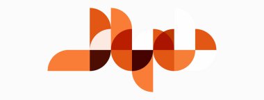 Soyut geometrik şekiller, turuncu renkler, üst üste binen daireler modern tasarım yaratır. Minimalist estetik, temiz çizgiler, basit kompozisyon.