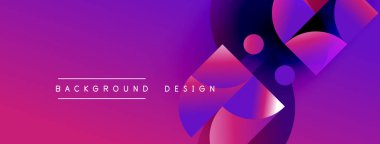 Abstract gradient background. Purple, blue hues blend dynamically. Geometric shapes create modern visual impact. Minimalist text overlay present.