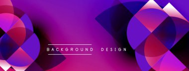Abstract purple background features overlapping circles, creating dynamic visual effect. Modern design suitable for banners, presentations.