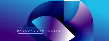 Abstract gradient shapes overlap, creating dynamic visual effect. Blue, purple hues dominate design, text reads background design.