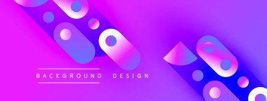 Canlı mor arkaplan geometrik şekiller, gradyanlar, metin okuma arkaplan tasarımı içerir. Modern, soyut görsel kompozisyon.