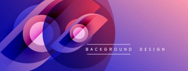 Soyut mor tasarım, üst üste binen daireler, gradyanlar. Modern estetik, dijital arkaplanlar ve sunumlar için uygun.