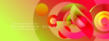 Soyut enerjik tasarım. Üst üste binen daireler dinamik değişim etkisi yaratır. Sarı geçişler kırmızı, modern estetiğe.