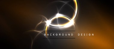 Soyut tasarım parlak kıvrımlar, parlak ışık efektleri, koyu arkaplan. Zarif kompozisyon dinamik görsel etki yaratır.