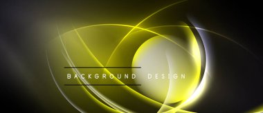 Soyut sarı çizgiler dinamik parlama etkisi yaratır. Koyu arkaplan parlak eğrileri, modern tasarım elementini vurgular.