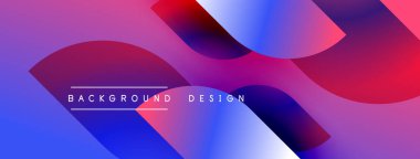 Soyut gradyanlar çakışıyor, dinamik görsel etki yaratıyor. Metin, arkaplan tasarımını renkli şekiller üzerinden okur. Modern, canlı kompozisyon.