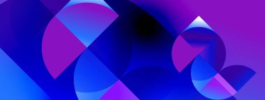 Üst üste binen daireler, canlı maviler ve morlar içeren soyut bir kompozisyon. Pürüzsüz gradyanlar dinamik görsel efekt yaratır. Modern tasarım.