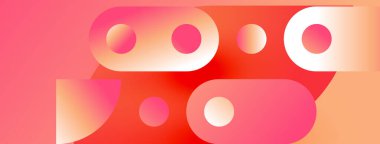 Soyut şekiller, canlı pembeler, portakallar modern tasarım yaratır. Yumuşak eğimler, üst üste binen biçimler derinlik ve hareket olduğunu gösteriyor. Minimalist estetik.