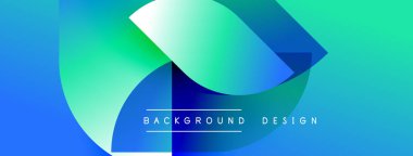 Soyut tasarım akışkan şekiller, canlı mavi-yeşil gradyan. Metin arka plan tasarımı okur. Modern estetik, temiz çizgiler, dinamik kompozisyon.