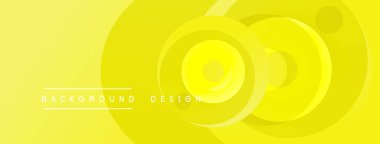 Parlak sarı arka plan, dinamik görsel efekt yaratan konsantre çemberler oluşturur. Metin arka plan tasarımı okur. Basit, modern estetik..