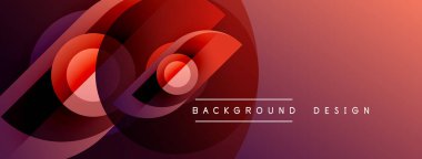 Soyut kırmızı tasarım katmanlı şekiller, gradyanlar. Sancaklar ve sunumlar için modern arka plan uygun. Düz eğriler dinamik görsel efekt yaratır.