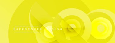 Sarı soyut tasarım, üst üste binen daireler oluşturarak dinamik görsel efekt yaratır. Metin arka plan tasarımı okur. Basit, modern estetik..