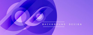 Soyut mor tasarım, üst üste binen daireler, kıvrımlar. Gradyan gölgeler dinamik görsel efekt yaratır. Arkaplan metni arkaplan tasarımı okur.