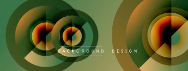 Soyut tasarım özellikleri üst üste binen daireler, gradyanlar. Renkler arasında zeytin, altın, kahverengi. Metin arka plan tasarımı okur. Minimalist estetik.
