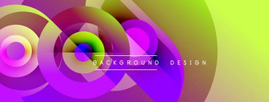 Soyut renkli çemberler çakışıyor. Gradyan renkler dinamik görsel efekt yaratır. Arkaplan ve sunumlar için modern tasarım ögesi.