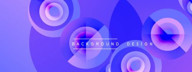 Soyut mor tasarım, üst üste binen daireler, gradyanlar. Modern estetik, arka planlar ve sunumlar için uygun. Minimalist stil.