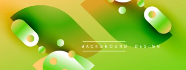 Soyut enerjik tasarım sıvı şekiller, gradyanlar içerir. Yeşil, turuncu renkler kompozisyona hakim. Metin arkaplan tasarımı okur.